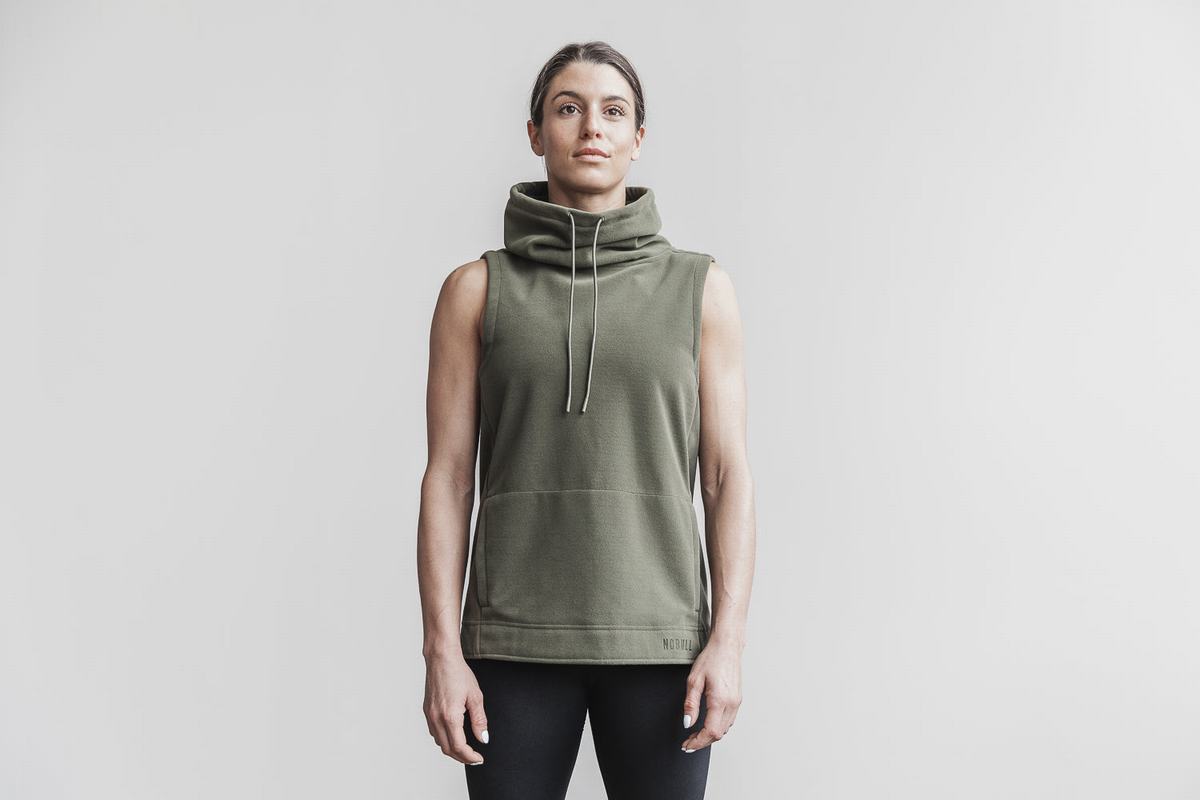 Nobull Arctic Sleeveless Cowl Women\'s Sweatshirts Green | Australia (IB0725)